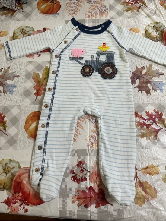 Mud Pie Other - Mud Pie Baby Boy 0-3 Months Tractor Farm Animal Footed Sleeper Romper